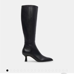 Dolce Vita Extra Wide Calf Size 9.5 Auggie Black Tall Leather Heel Boots